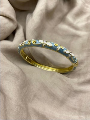 Hedef Bujiteri Renkli Mineli Çiçek Desenli Kelepçe Bileklik