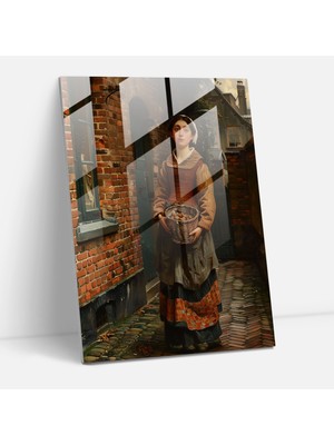 Popcas Johannes Vermeer Cam Tablo - Sokak Manzarası Cam Tablosu - Ev Dekorasyonu