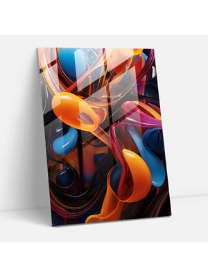 Popcas Cama Yansıyan Sanat - Cesur ve Canlı Soyut Desen Dekorasyonu - Gerçekçi Cam Heykel Cam Duvar Sanatı Canlı Modern Sanat