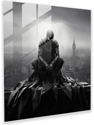 Popcas  Örümcek Adam Cam Tablo - Örümcek Adam Siyah ve Beyaz Fotoğraf Cam Duvar Sanatı Cam Sanatı