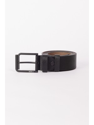 Altınyıldız Classics Erkek Siyah Casual Suni Deri Jean Kot Kemeri