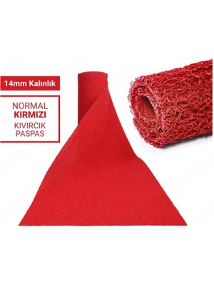 120X350CM Kırmızı Kıvırcık Paspas-Halı Kaymaz Yolluk Lidya 14MM