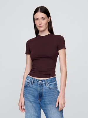 Gap Kadın Bordo Closeknit Jersey T-Shirt