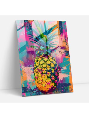 Popcas Andy Warhol Cam Tablo Ananas Portresi - Ananas Desenli Modern Sanat Eseri
