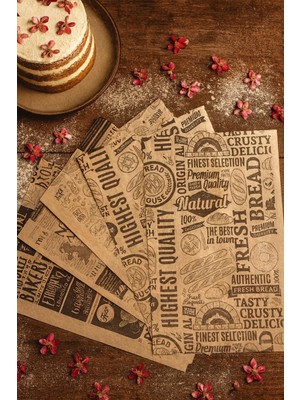 Kendinden Desenli Yağlı Kağıt - Vintage Gazete Desen - Sunum Kağıdı - 50 Adet Karışık Desen