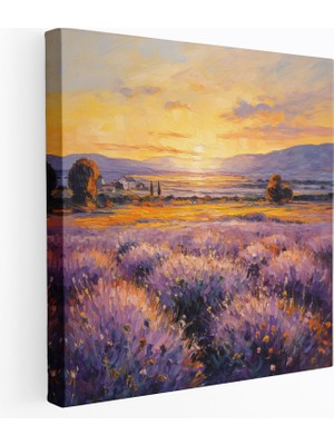 Popcas Lavanta Manzaralı Kanvas Tablo - Banyo Için Doğa Ev Dekorasyonu Banyo Duvar Dekorasyonu