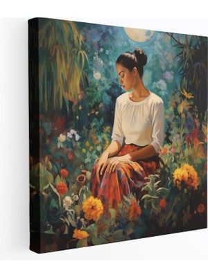 Popcas Frida Kahlo Duvar Sanatı Dekorasyonu - Kanvas Doğanın Güzelliği Izlenimci