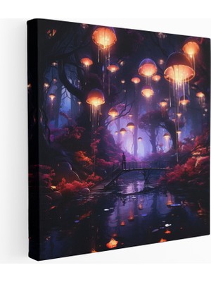 Popcas Neon Orman Hayalleri Duvar Dekoru - Cam Tablo