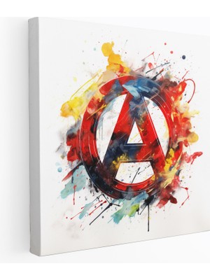 Popcas Marvel Duvar Sanatı: Avengers Suluboya - Marvel Duvar Dekorasyonu Canlı Renkler Kanvas Tablo