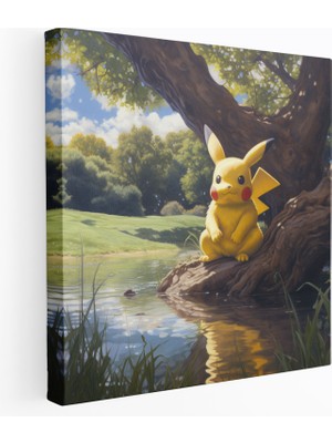 Popcas Pokemon Manzara Pikachu Kanvas Tablo - Huzurlu Peyzaj - Duvar Dekorasyonu