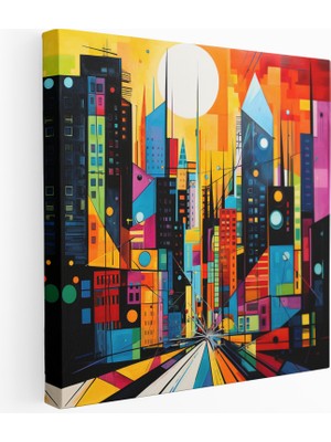 Popcas Renkli Şehir Manzarası - Kanvas Tablo