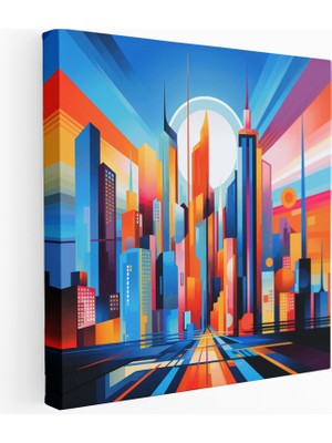Popcas Geometrik Şehir Manzaralı Kanvas Tablo