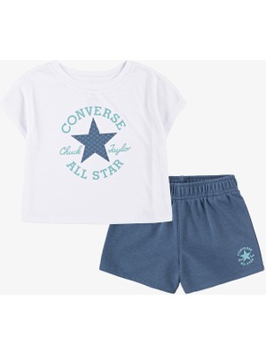 Converse Boxy Mavi Şort Takım Erkek Çocuk Standart Kalıp ile Cep Detaylı Tasarım