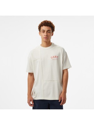 Hoss x Gant New Generation Contrast Graphic Erkek Beyaz T-Shirt