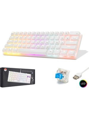 Rol Blue Switch Mini Rainbow Oyun Klavyesi Gaming Mekanik 62 Tuşlu 12 Rgb LED USB Kablosu