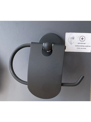 Adnoss Lüks Karaca Dar Kapaklı Kağıtlık Siyah - Wc Kağıtlık - Tuvalet Kağıtlık