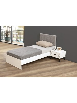 Karyola, Safir Başlıklı Karyola 90X190 Komodin