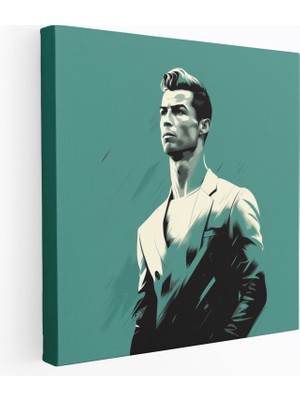 Popcas Cristiano Ronaldo Duvar Sanatı - Minimalist Illüstrasyon - Cristiano Ronaldo Temiz Çizgiler Duvar Dekorasyonu Monokrom Renk Düzeni