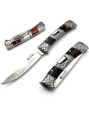 Kişiye Özel Isimli Columbia A3159-D 24  cm Aslan Baskılı Columbia Ahşap Çakı