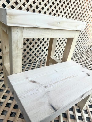 Nest Woodtr Ahşap Merdiven Basamak Tabure Banyo Mutfak Wc Doğal Ceviz