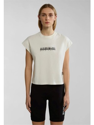 Napapijri S-Box Kadın Günlük T-Shirt Nefes Alabilen Kumaş ile Doğa Yürüyüşü İçin Kısa Kollu