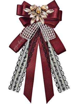 Shine Seri Bordo Kurdele Broş,okul Iş , Gömlek Ceket Yaka Çiçek