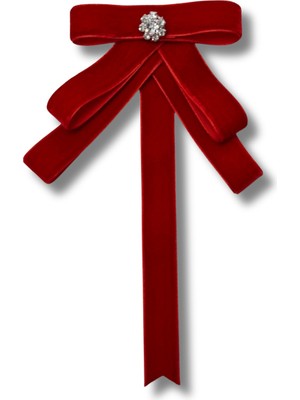 Kırmızı Kadife Taşlı Broş Okul,iş, Yaka Broş,yaka Çiçeği, Yaka Iğnesi