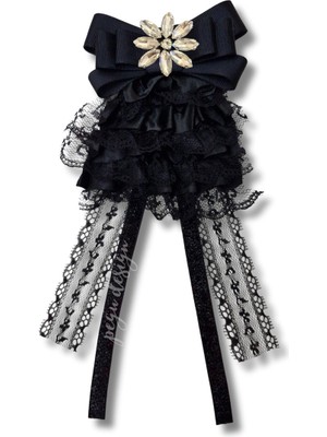 Shine Seri Siyah Kurdele Broş,okul Iş , Gömlek Ceket Yaka Çiçek