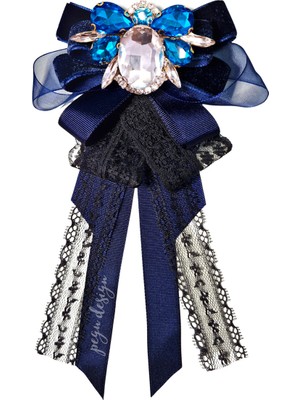 Shine Seri Lacivert Kurdele Broş,okul Iş , Gömlek Ceket Yaka Çiçek