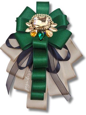 Shine Seri Yeşil Kurdele Kurdele Taşlı Yaka Çiçeği Broş Okul,iş,şal,gömlek