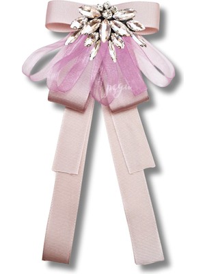 Shine Seri Pudra Ekru Grogren Kurdele Taşlı Yaka Çiçeği Broş Okul,iş,şal,gömlek