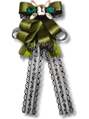 Shine Seri Yeşil Kurdele Kurdele Taşlı Yaka Çiçeği Broş Okul,iş,şal,gömlek