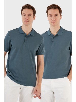 Buratti Pamuk Regular Fit Düğmeli 2'li Paket Polo Yaka T Shirt Erkek POLO YAKA T SHİRT 5902127S2