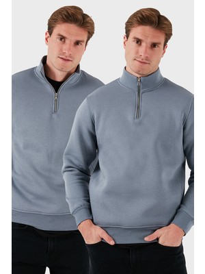 Buratti Pamuklu Regular Fit Dik Yaka 2'li Paket Sweat Erkek SWEAT 59052592S2