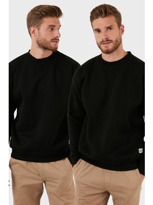 Buratti Regular Fit Bisiklet Yaka Şardonlu 2'li Paket Sweat Erkek SWEAT 5905255S2