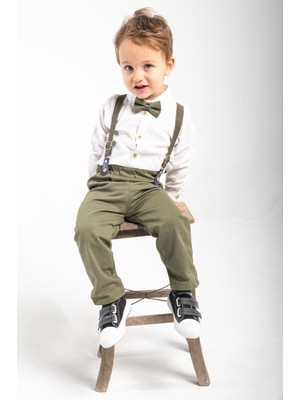 Erkek Bebek&çocuk Baskılı Salopet Takım Gömlek Pantolon Papyon