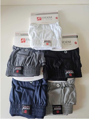 Erdem Erkek 1480 Karışık Renkli %100 Pamuk Penye Boxer 5'li Paket