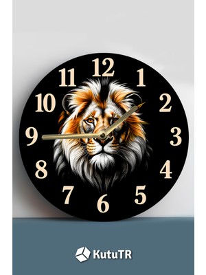 Mdf Duvar Saati Dekoratif Aslan Figürlü – 33X33 cm SDW404
