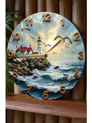 Deniz Manzarasının Huzurunu Evinize Taşıyın! Mdf Duvar Saati – 33X33 cm SDW375