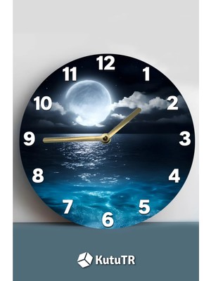 Gece Manzaralı Mdf Duvar Saati – 33X33 cm SDW364