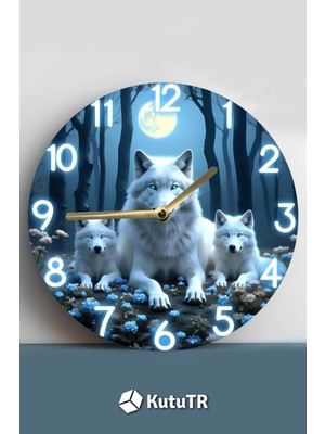 Mdf Duvar Saati Kurt ve Ay Temalı – 33X33 cm SDW390