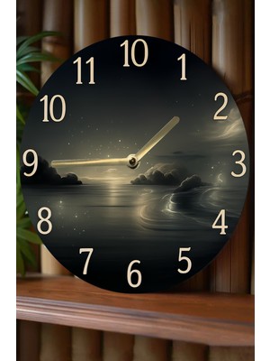 Gece Manzaralı Mdf Duvar Saati – 33X33 cm SDW367