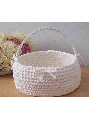 Incı Saplı Penye Dekoratif Sepet