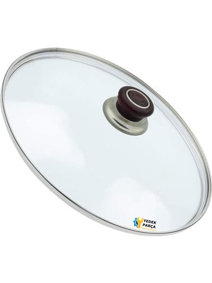Tencere Sahan Tava Cam Kapağı Kapak 30 cm Vişne Çürüğü Tutma Tepesi