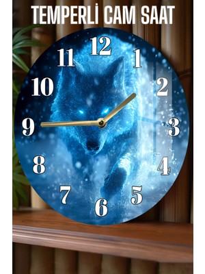 Kurt Figürlü 3D Görünümlü Temperli Cam Saat – 33 cm CSDW410
