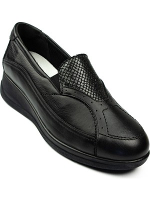 King Paolo 5164 Siyah Deri Kadın Günlük Ayakkabı