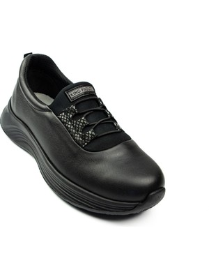 King Paolo 5209 Siyah Deri Kadın Günlük Ayakkabı