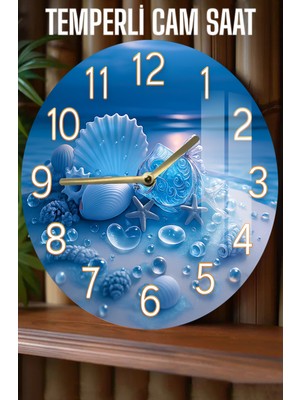 Deniz Temalı 3D Görünümlü Temperli Cam Saat – 33 cm CSDW413