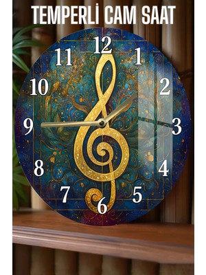 Müzik ve Sanat Tutkunlarına Özel 3D Görünümlü Temperli Cam Saat – 33 cm CSDW407