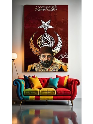 Özkacar Group Abdül Hamit Han Portre Ev Duvar Salon Güzellik Salonu Ofis Dükkan Dekarasyon Kanvas Tablo